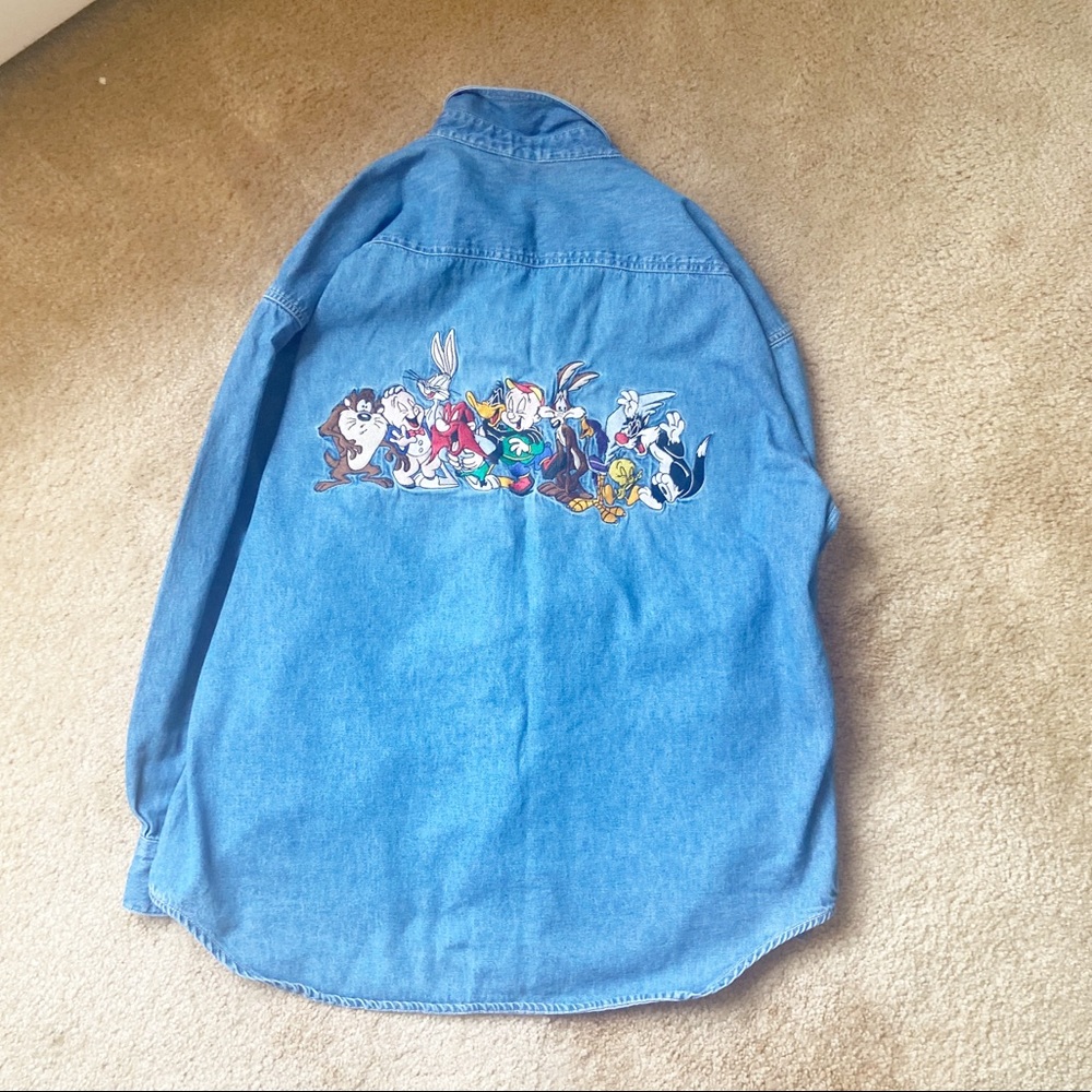 Vintage Looney Tunes Denim Shirt Size XL
